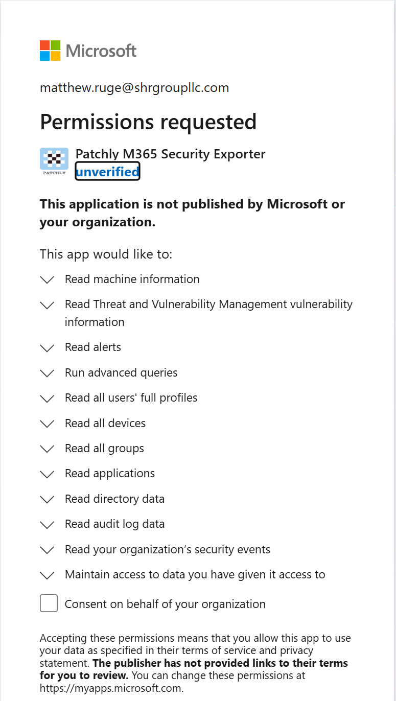 Microsoft Permissions Consent